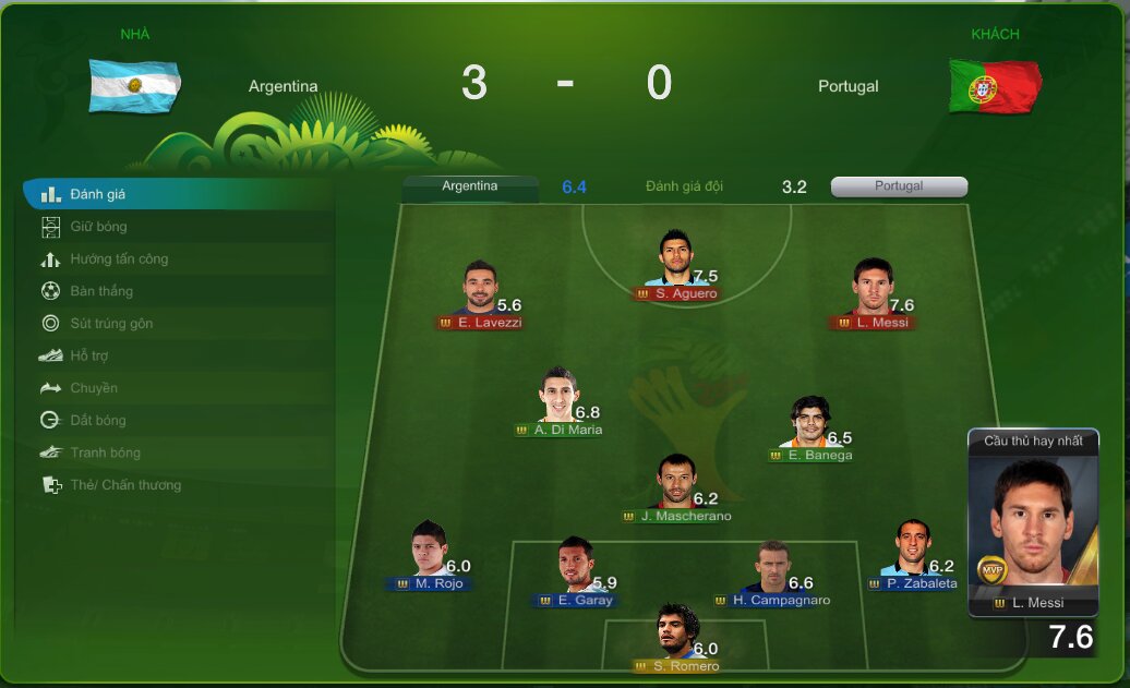 Xây dựng đội hình Argentina với Team Color.