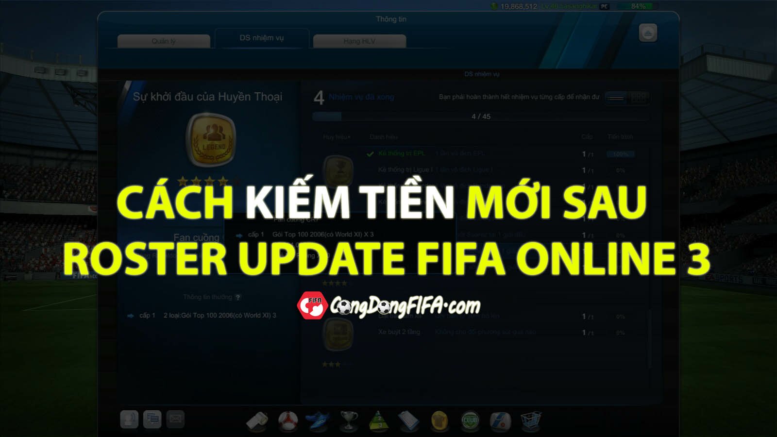 Cách kiếm tiền mới sau Roster Update FIFA Online 3